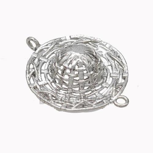 Hat Charms Copper Connector Hollow Platinum Plated