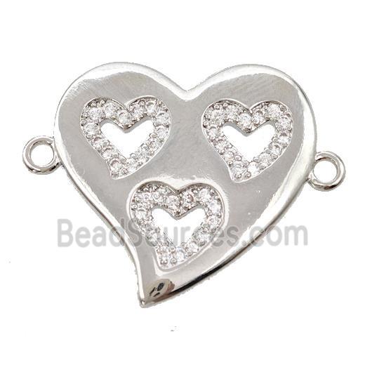 Copper Heart Micropave Zirconia Platinum Plated