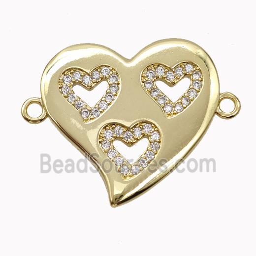 Copper Heart Micropave Zirconia Gold Plated