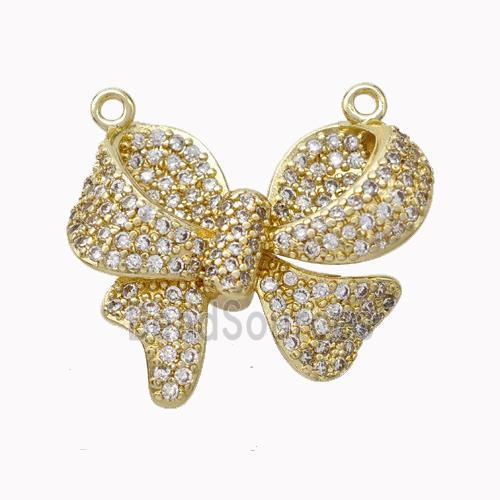 Copper Bowknot Pendant Micropave Zirconia Gold Plated