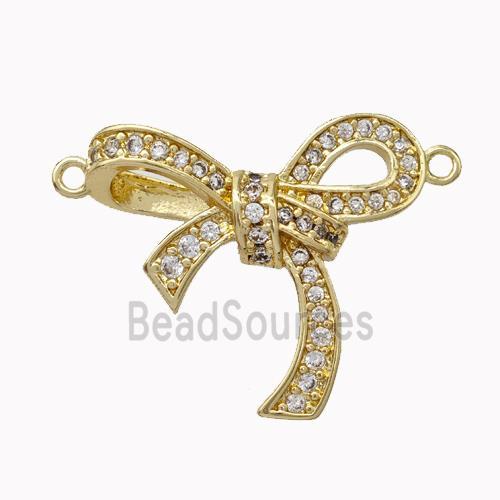 Copper Bowknot Pendant Micropave Zirconia Gold Plated