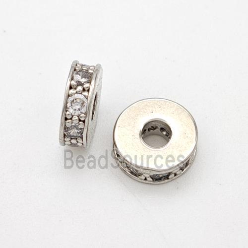 Copper Heishi Spacer Beads Micropave Zirconia Platinum Plated