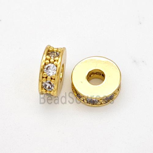 Copper Heishi Spacer Beads Micropave Zirconia Gold Plated