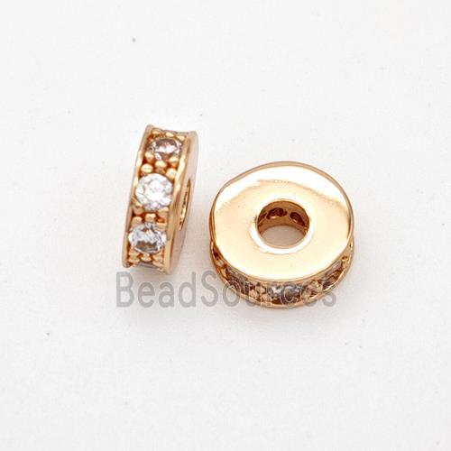 Copper Heishi Spacer Beads Micropave Zirconia Rose Gold