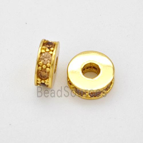 Copper Heishi Spacer Beads Micropave Zirconia Gold Plated