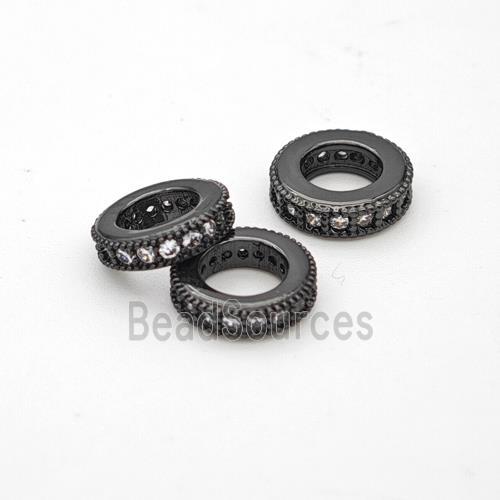 Copper Circle Spacer Beads Micropave Zirconia Large Hole Black Plated