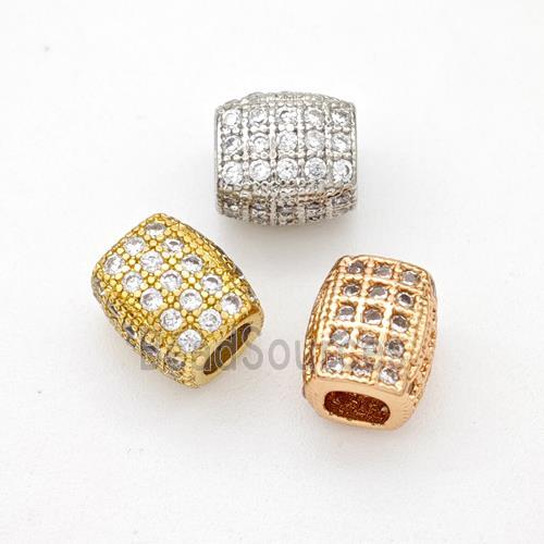 Copper Cuboid Beads Pave Zirconia Large Hole Mixed