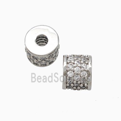 Copper Tube Beads Micropave Zirconia Platinum Plated