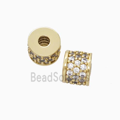 Copper Tube Beads Micropave Zirconia Gold Plated