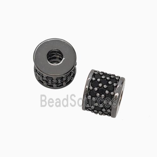 Copper Tube Beads Micropave Zirconia Black Plated