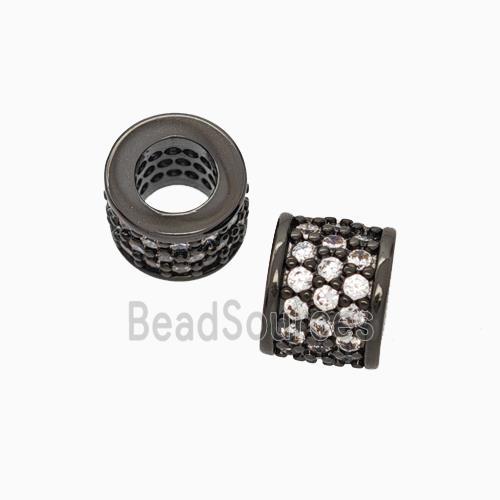 Copper Tube Beads Micropave Zirconia Black Plated