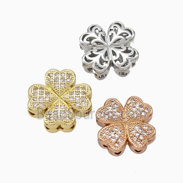 Copper Clover Beads Micropave Zirconia Mixed