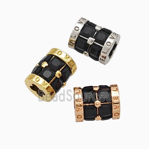 Copper Tube Beads Micropave Zirconia Cross Hole LOVE Mixed