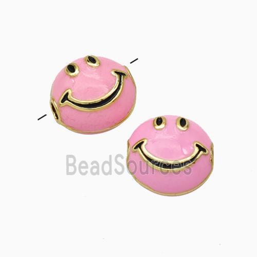 Copper Emoji Beads Pink Eanmel Smileface Gold Plated