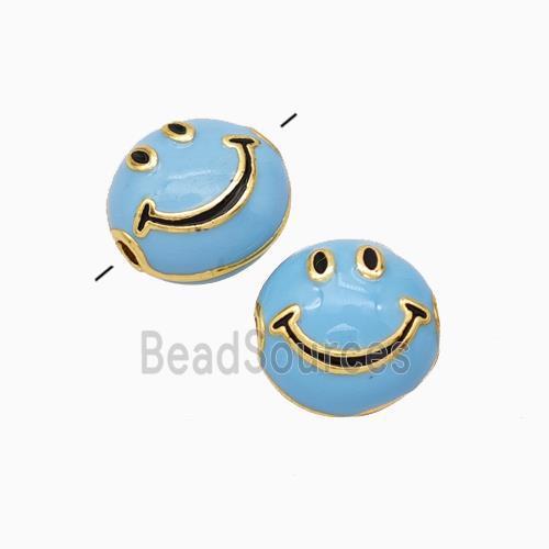 Copper Emoji Beads Blue Eanmel Smileface Gold Plated