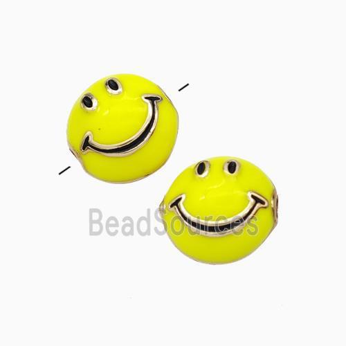 Copper Emoji Beads Yellow Eanmel Smileface Gold Plated