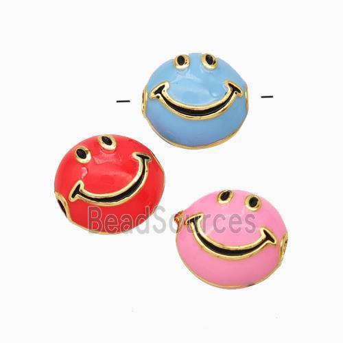 Copper Emoji Beads Eanmel Smileface Gold Plated Mixed