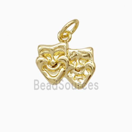 Halloween Mask Charms Copper Pendant Gold Plated