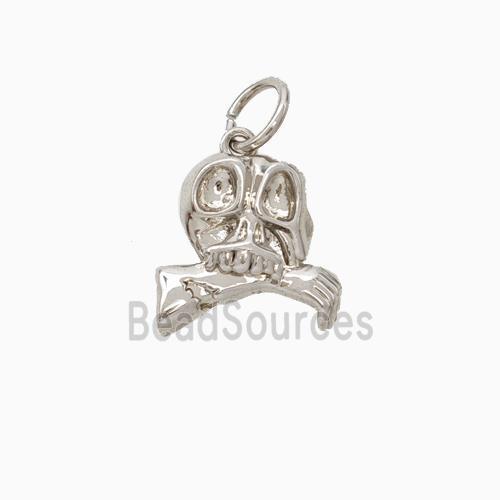 Halloween Zombie Charms Copper Skull Pendant Platinum Plated