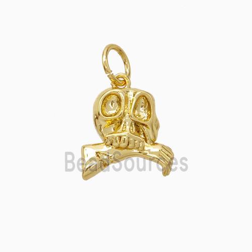 Halloween Zombie Charms Copper Skull Pendant Gold Plated