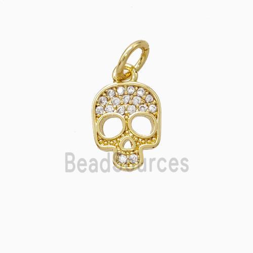 Halloween Skull Charms Copper Pendant Pave Zirconia Gold Plated