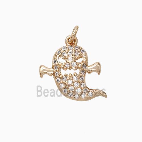 Halloween Ghost Charms Copper Pendant Pave Zirconia Rose Gold