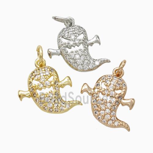 Halloween Ghost Charms Copper Pendant Pave Zirconia Mixed