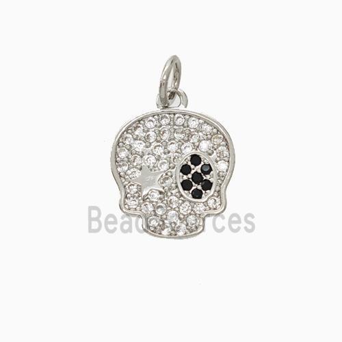 Halloween Pirate Charms Copper Pendant Pave Zirconia Platinum Plated