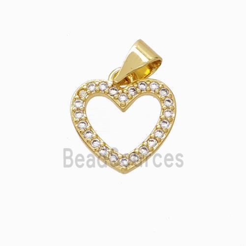 Copper Heart Pendant Micropave Zirconia Gold Plated