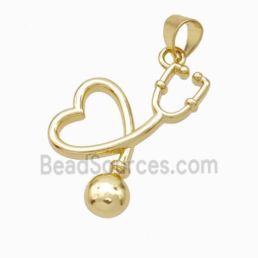 Copper Stethoscope Pendant Gold Plated