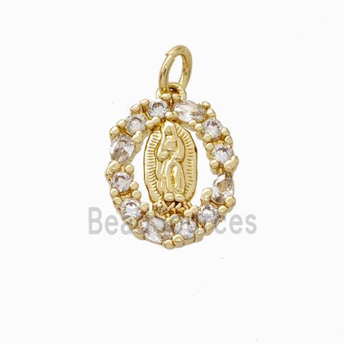 Jesus Charms Copper Pendant Pave Zirconia Gold Plated