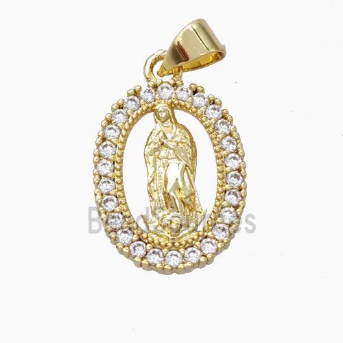 Jesus Charms Copper Pendant Pave Zirconia Gold Plated