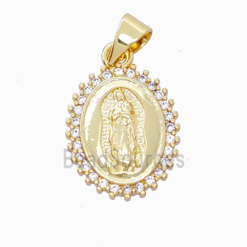 Jesus Charms Copper Pendant Pave Zirconia Gold Plated