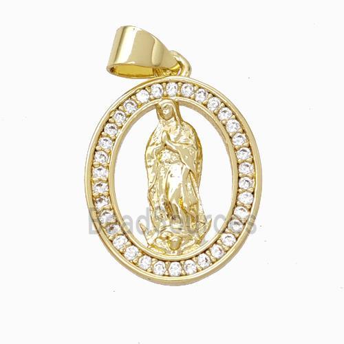 Jesus Charms Copper Pendant Pave Zirconia Gold Plated