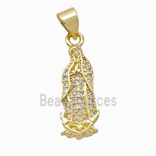 Jesus Charms Copper Pendant Micropave Zirconia Gold Plated