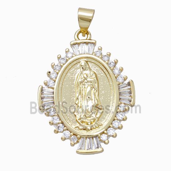 Jesus Charms Copper Pendant Micropave Zirconia Gold Plated