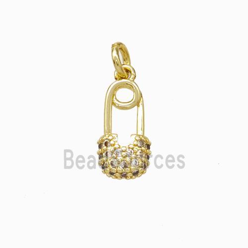 Saftypins Charms Copper Pendant Pave Zirconia Gold Plated