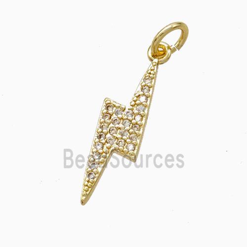 Copper Lightning Pendant Pave Zirconia Gold Plated