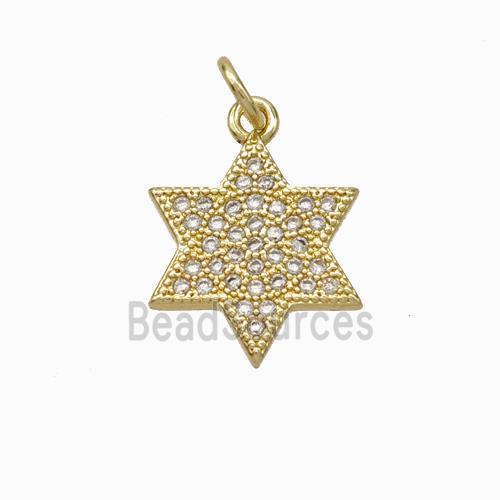 Copper Davidstar Pendant Micropave Zirconia Gold Plated