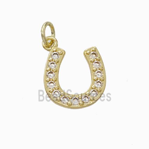 Copper Horseshoe Pendant Pave Zirconia Gold Plated