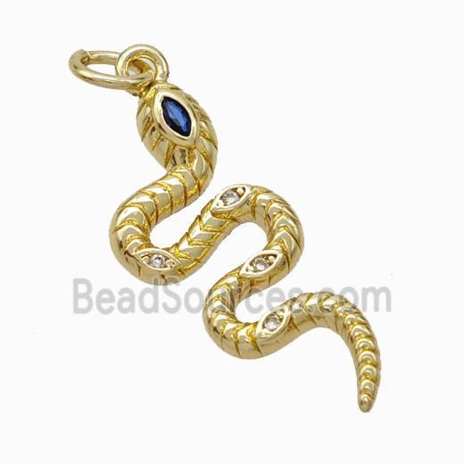 Copper Snake Pendant Pave Zirconia Gold Plated