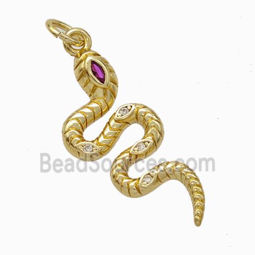 Copper Snake Pendant Pave Zirconia Gold Plated