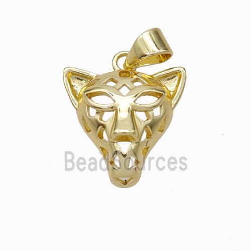 Copper Leopard Pendant Hollow Gold Plated