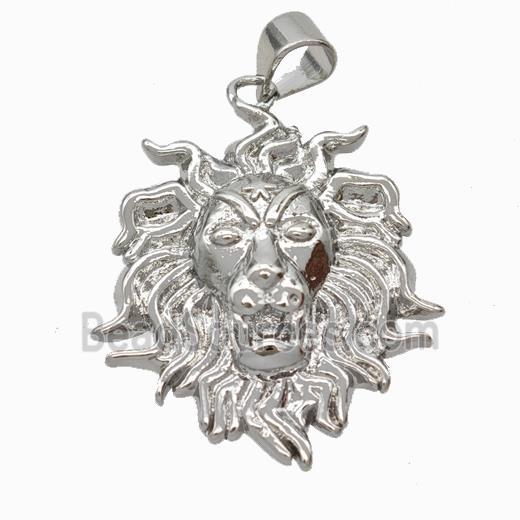 Copper Lion Pendant Platinum Plated