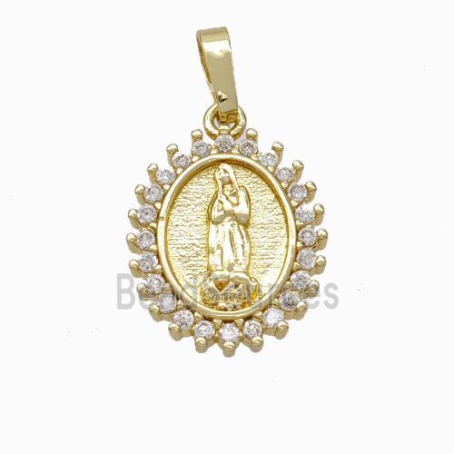 Jesus Charms Copper Pendant Pave Zirconia Gold Plated