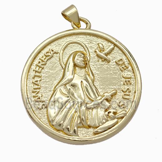 Jesus Charms Copper Pendant Heart Gold Plated