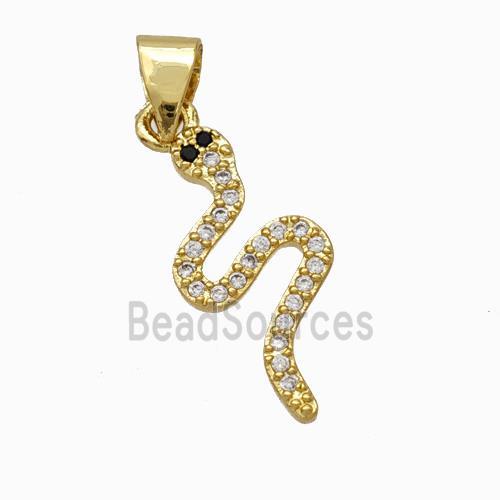 Copper Snake Pendant Micropave Zirconia Gold Plated