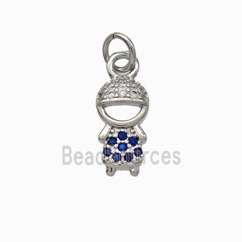 Copper Boy Kids Pendant Pave Zirconia Platinum Plated