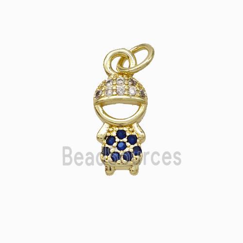 Copper Boy Kids Pendant Pave Zirconia Gold Plated