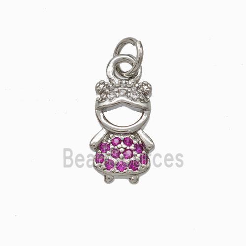 Copper Girl Kids Pendant Pave Zirconia Platinum Plated